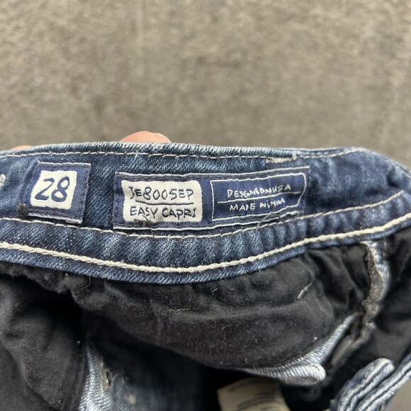 Miss Me Jeans Womens 28 Blue Easy Capri Distressed Embroidered Lace Denim Pants - Picture 7 of 12